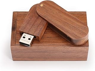 ذاكرة فلاش USB 2.0 خشبية مبتكرة لتخزين البيانات مع صندوق خشبي (32 جيجابايت، لون بني دوار)، من فاير ستون