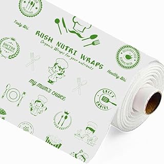 Rush Premium 50 Mtr Nutri Wrap Food Wrapping Paper Roll with Sealing Sticker, Non-Sticky Butter Paper Roll for Roti Use as Parchment Paper for baking cake, Kitchen Roll Paper or roti clothes wrap