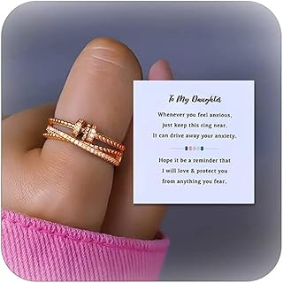 To My Daughter Ring Fidget Ring for Women Daughter Gift from Mom Anxiety Worry Ring Adjustable Open Ring Multi-layered Spinner Rings for Relief Trendy Rings Christmas Gifts Stocking Stuffers