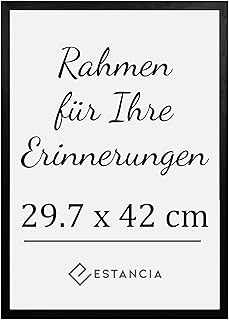 اطار صورة اسود مقاس ايه 3 من استانشيا مقاس 29.7 × 42 سم اسود مع زجاج بليكسي مقاوم للكسر، اطار صورة خشبي عصري DIN A3، اطار صورة اسود DIN A3