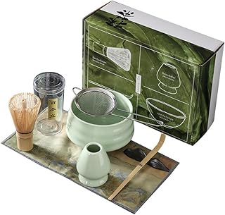 MostNow 7pcs Matcha Whisk Set,Including Matcha Whisk and Bowl, Matcha Sifter, Matcha Whisk Holder and Tea Cloth, Matcha Spoon and Scoop Stand, Matcha Kit for Matcha Tea Lover Gift (Green)