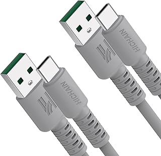 كيبل USB A الى USB C للشحن السريع 10 قدم، 100 واط سيليكون 100 واط، كيبل مزامنة بيانات USB C لسامسونج جالكسي ماك بوك ايباد PS5 PS4 بيكسل شاومي JC-ACG10-2P من هيشاين