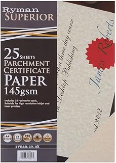 ورق شهادات من ريمان مقاس A4 بوزن 145 غرام لكل متر مربع، 25 ورقة - اللون: كريمي