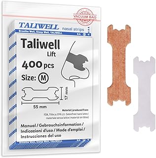 Taliwell Nose Plasters, Pack of 400, M, Medium, Better Breathing When Sleeping, Sports, Sniffles, Nose Strips Against Snoring, Anti-Snoring Plasters Stopper