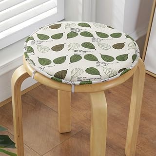 XIAO HUA Round Bar Stool Cushions,Non-Slip Seat Pad with Ties,Cotton Linen Stool Cover Breathable Chair Pad Cushion for Office Student Dining Chairs A 45x45cm(18x18inch)