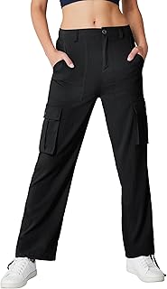 Zoofly Cargo Pants Woman Lightweight Womens Pants Wide Leg Hiking Pants Women Comfy Joggers with 6 Pockets