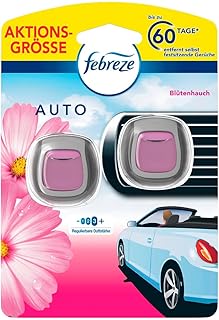 Febreze Car Air Freshener Duo Pack Blossom Breath 2 x 2 ml Removes Even Stuck Odours