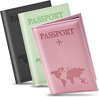 Vipuikos Pack of 3 Passport Covers, PU Leather Passport Cover, Set of 3, 3 Colours Passport Organiser, Passport Case Men More Storage Space for Passport, Cards, Ticket Card, Boarding Passes