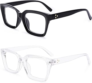 Hycredi Classic Square Eyewear Non-prescription Clear Lens glasses for Women Men Thick Square Frame Eyeglasses