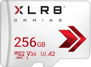 بطاقة ذاكرة فلاش XLR8 256GB فئة 10 U3 V30 microSDXC من بي ان واي - 100 ميجابايت/ثانية، فئة 10، U3، V30، A2، 4K UHD، UHS-I، مايكرو SD