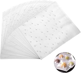 200pcs Clear Cellophane Bags, Cookie Bags, Thickened Self Seal Cellophane Bags, White Polka Dot Packaging Bag, Plastic Small Sweet Bags, Self Seal Cellophane Bags, Sealable Plastic Bags