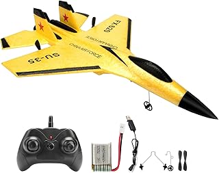 SMARTVEHICLE - RC Plane FX620 FX820 2.4G Remote Control Flying Model Gliders Airplane With LED Lights Aircraft Foam Тоуs For Children Gifts (Yellow)