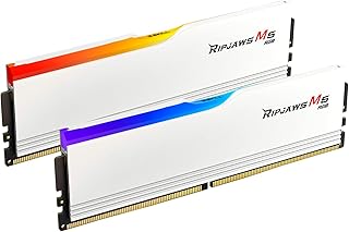 G.سكيل ذاكرة كمبيوتر مكتبي M5 RGB سلسلة (انتل XMP 3.0) DDR5 RAM 32GB (2x16GB) 6000MT/s CL36-48-48-96 1.25 فولت UDIMM - ابيض غير لامع (F5-6000J3648D16GX2-RM5RW)