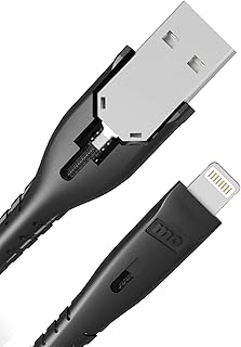 مو كيبل تثبيت USB نوع ايه الى لايتنينج من بيل اوتفيترز - شاحن شديد التحمل - شاحن ايفون وايباد - 1.5 متر - اقوى 30 مرة من الكيبلات الاصلية، طول مثالي، يتحمل اكثر من 180,000 انحناء