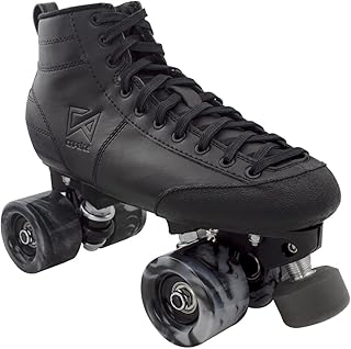 CAPETOS Roller Skates - Black Microfiber Roller Rink Derby Quad Skates for Men, Women, and Kids - Indoor/Outdoor Skating