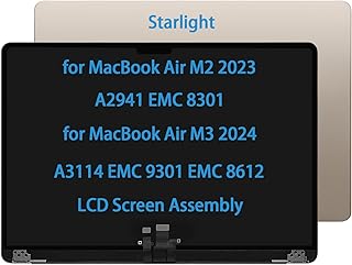 شاشة بديلة مقاس 15 انش لجهاز ماك بوك اير M2 A2941 EMC 8301 M3 A3114 EMC 9301 EMC 8612 MQKU3LL/A MQKV3LL/A 2023-2024 من دابلينو (ستارلايت)