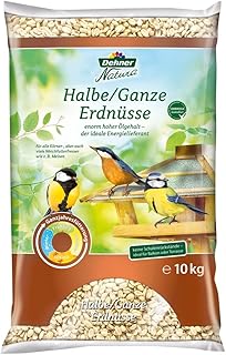 Dehner Natura Premium Wild Bird Food, Half/Whole Peanuts, Shell-free, All-Year Food, High-Protein/Energy, High-Quality Bird Food for Wild Birds, 10 kg