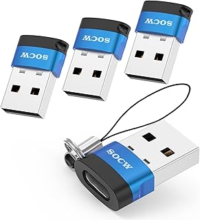 محول USB C الى USB [4 قطع]، كيبل شاحن نوع C انثى الى USB ذكر، محول طاقة لساعة ابل اي ووتش سلسلة 7 اس اي، ايفون 11 12 13 برو ماكس، ايربودز ايباد اير 4 5 ميني 6، سامسونج جالكسي نوت، ازرق