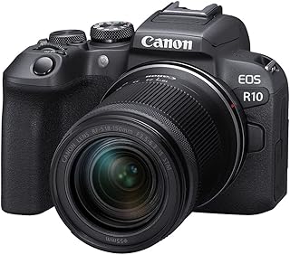 كانون كاميرا اي او اس R10 APS-C بدون مراة مع عدسة RF-S 18-150 ملم F3.5-6.3 IS STM 24.2 ميجابيكسل تصوير صامت حتى 23 اطار في الثانية تركيز تلقائي سيموس ثنائي البكسل فيديو 4K 60p و30p اقتصاص أسود