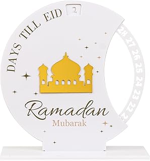 تقويم مجيء رمضان من كرانيت، عد تنازلي لمدة 30 يوما، ديكور طاولة رمضان للعيد المبارك، ديكورات رمضان زرقاء للمنزل، هدايا رمضان، ديكورات حرفية، ابيض