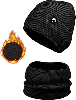 Winter Beanie Hat Scarf Set For Men Women,Skull Cap with Warm Fleece Lined Neck Warmer Set for cold weather