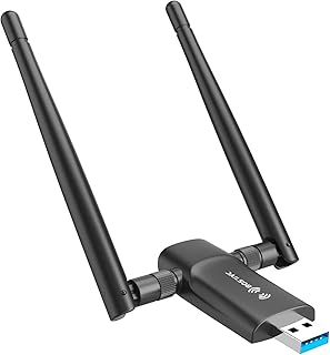 محول واي فاي USB لاسلكي للكمبيوتر - ناينبلس 1200Mbps مزدوج 5Dbi هوائيات 5G/2.4G محول واي فاي للكمبيوتر المكتبي واللابتوب ويندوز 11/10/8/8.1/7/فيستا/XP، محول لاسلكي لمحولات شبكة الكمبيوتر المكتبي