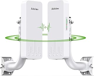 ادالوف جسر لاسلكي مع 2 دعامة تثبيت، 3 كم 5.8G نقطة الى نقطة CPE، جسور واي فاي طويلة المدى CPE660 لـ PtP/PtMP مع هوائي عالي الكسب 14DBi ومحول PoE ومنفذي ايثرنت RJ45، عبوتان