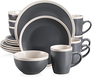 Vancasso SEESAMI 16-Piece Stoneware Dinner Set in Modern Look for 4-12 People