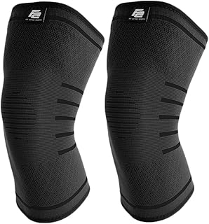 Fit Active Sports Flex Compression Knee Sleeves (2 Sleeves) Brace for Men & Women - Knee Support for Weight Lifting, Gym Workout, Cross Training, Running, Sports and More.