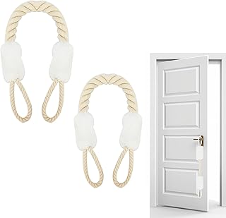 LANZLC Door Cord Clamp Protection Set of 2 Door Rope Latch Door Stopper Ropes Clamping Protection for Doors Door Cord White Door Cords Door Handle Protection 60 cm for Protection of Fingers and Pets,