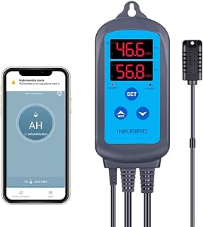 جهاز تحكم بالرطوبة رقمي مع واي فاي من انك بيرد IHC-200 مزدوج المنافذ بتسليك مسبق للتحكم برطوبة المنزل وغرفة التخمير وغرفة تربية المواشي ودور الحضانة والمنازل الدفيئة متوافق مع اي او اس واندرويد