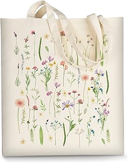 AUSVKAI Canvas Tote Bag Aesthetic for Women, Cute Reusable Cloth Cotton Bags for Shopping Beach Grocery