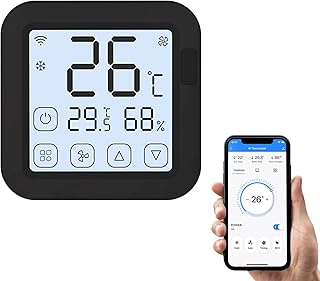 Fawoonu Tuya Smart Wifi IR Air Conditioner Controller Thermostat with LCD Display App Control Temperature Humidity Sensor Compatible with Alexa Home for Mini Split Portable AC