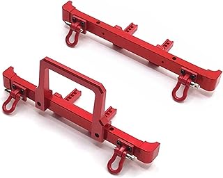 MKVAXR 2Pcs Metal Front And Rear Bumper, for HB Toys ZP1001 ZP1002 ZP1003 ZP1004 ZP 1001 1/10 RC Crawler Car axial metal front bumper(Red)