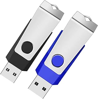 ذاكرة فلاش USB 2.0 سعة 4 جيجابايت من وولكين، عبوة من قطعتين مع ضوء LED وحبل للتخزين والنسخ الاحتياطي (4G، لونان: اسود وازرق)