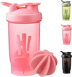 KANGSIT Protein Shaker Bottle with Mixing Ball, BPA- and DEHP-free, Leakproof Flip On Lid- Protein & Supplement Shaker Bottle 700ml - Pink