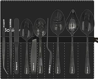 بونيجور | مجموعة ادوات الطهي | 11 قطعة من ادوات الطهاة الاحترافية | ادوات طلاء المطبخ | فن الطعام الحديث | ستانلس ستيل | اسود