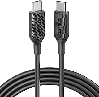 انكر كيبل باور لاين III USB-C الى USB-C (6 اقدام)، شحن سريع 60 واط لماك بوك وايباد برو 2020 وسامسونج جالكسي اس 10 وبيكسل والمزيد، اسود