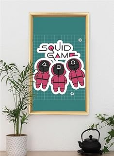 ملصق حائط مطبوع رقميًا بعبارة "Squid Game Sticker" مع اطار صورة من سبل يور وول من كليفر كرافت هومز، مقاس 40 × 55 سم، متعدد الالوان