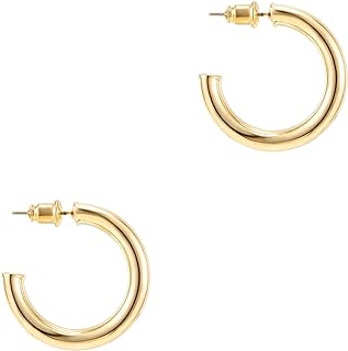 PAVOI 14K Gold Plated Hoop Earrings For Women | 3.5mm Thick Infinity Gold Hoops Women Earrings | Gold Plated Loop Earrings For Women | Lightweight Hoop Earrings Set