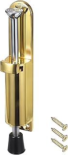 Sumnacon Kickdown Door Stop - Stainless Steel Easy Step Door Stopper, Spring Loaded Telescopic Step On/Off Door Stopper Rubber, Adjustable Heavy Duty Door Locks Holder Stop/Release by Foot, Gold