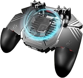 Ozkak Mobile Game Controller Universal Phone Triggers One-piece Gamepad Clutch Grip Joystick 6 fingers L1R1 for Smartphone width from 7 to 9.5 CM (With fan)