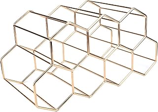 CKJXCVB Wine bottle holder Honeycomb Wine Rack Modern Metal Hexagon 9 Bottle Wine Storage Holder Beehive Tabletop Wine Display Organizer Rack(Gold)