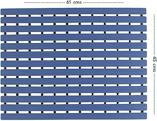 كاسا-نيست سجادة حمام مضادة للانزلاق من بلاستيك PVC، سجادة ارضية مضادة للانزلاق (17 انش × 24 انش)، ازرق بحري