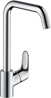 صنبور المطبخ من hansgrohe Focus (صنبور المطبخ بدون صندوق خرطوم، لضغط منخفض، 110 درجة، 150 درجة، دوران 360 درجة، فوهة عالية 260 مم) كروم