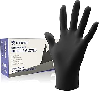 Infimor Powder-Free Nitrile Exam Gloves(S-XL), Light Duty Work Gloves for Cooking, Cleaning, Mechanics-Chemical Resistant