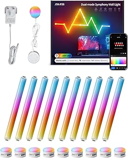 خطوط اضاءة حائط LED ذكية واي فاي RGB 16 متر + لون خافت لمزامنة الموسيقى وغرفة الالعاب النوم مجموعة قضبان لتزيين الحائط المنزلي تعمل مع اليكسا ومساعد جوجل 9 ابيض