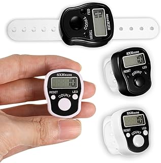 QESSUVNC Zikirmatik Hand Counter Person Counter Clicker Tally Counter Golf Counter Round Counter Finger Counter 5 Digit Resettable Lap Counter Knitting Black White