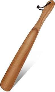 ZOMAKE 38CM Wooden Shoe Horn - Long Handle Shoehorn Portable Shoe Horn Wood Shoe Lifter Shoe Spoon Wear Shoes Helper with Rope for Men Women Seniors Kids