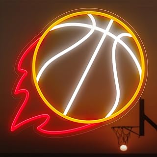 Basketball Neon Sign, 12.6×11.6 Inch Basketball Led Neon Light, Dimmable LED Neon Signs for Wall Decor, Wall Decor Aesthetic, Sports Neon Signs for Room Bedroom Shop Decor, Gift for Christmas Birthday